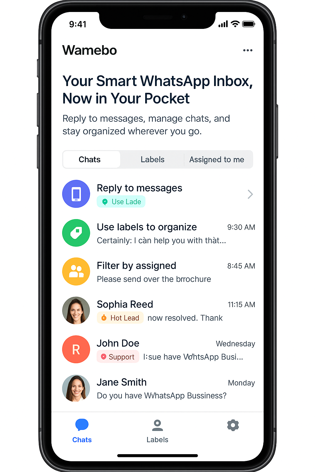 Wamebo App Interface